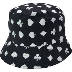 Black & White Pocker Card Pattern Bucket Hat (12Pcs)