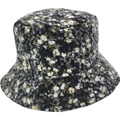 Sequin Fisherman Bucket Hat With Flower Print (12Pcs)
