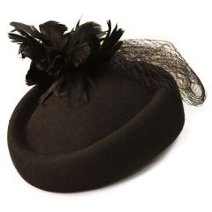 Womens Wool Felt Veiled Pillbox Hat