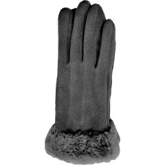Womens Faux Fur Black Gloves (12pcs)