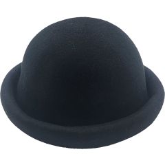Womens Wool Felt Cloche Bowler Hat - Red