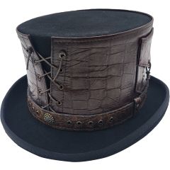Leather Strapped Top Hat