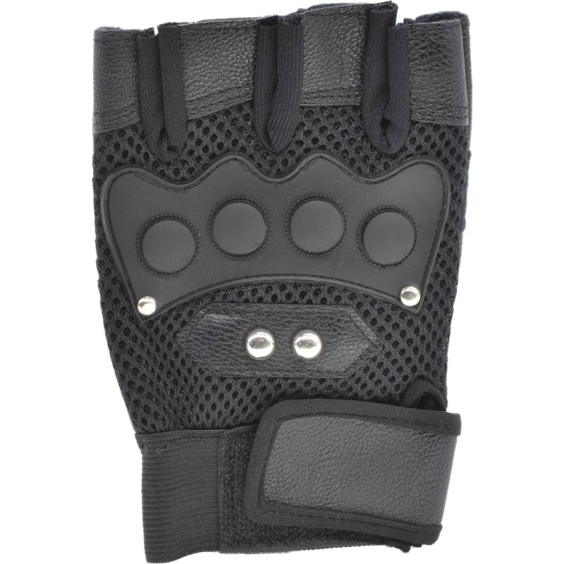 THE OUTSIDER Fingerless Black Leather Gloves (MENS)