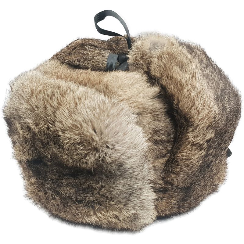 Ushanka Rabbit Felt Hat Men's Brown Rex Rabbit Fur Hat – Leather