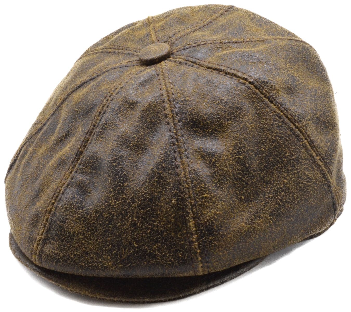 Classic Crack Leather Newsboy Cap