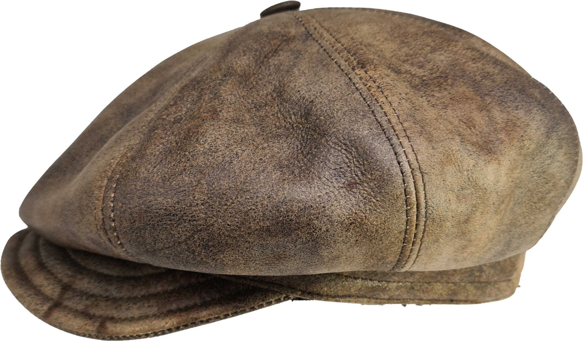 VOBOOM Genuine Leather Ivy Cap - Adjustable Newsboy Hat For Men & Women