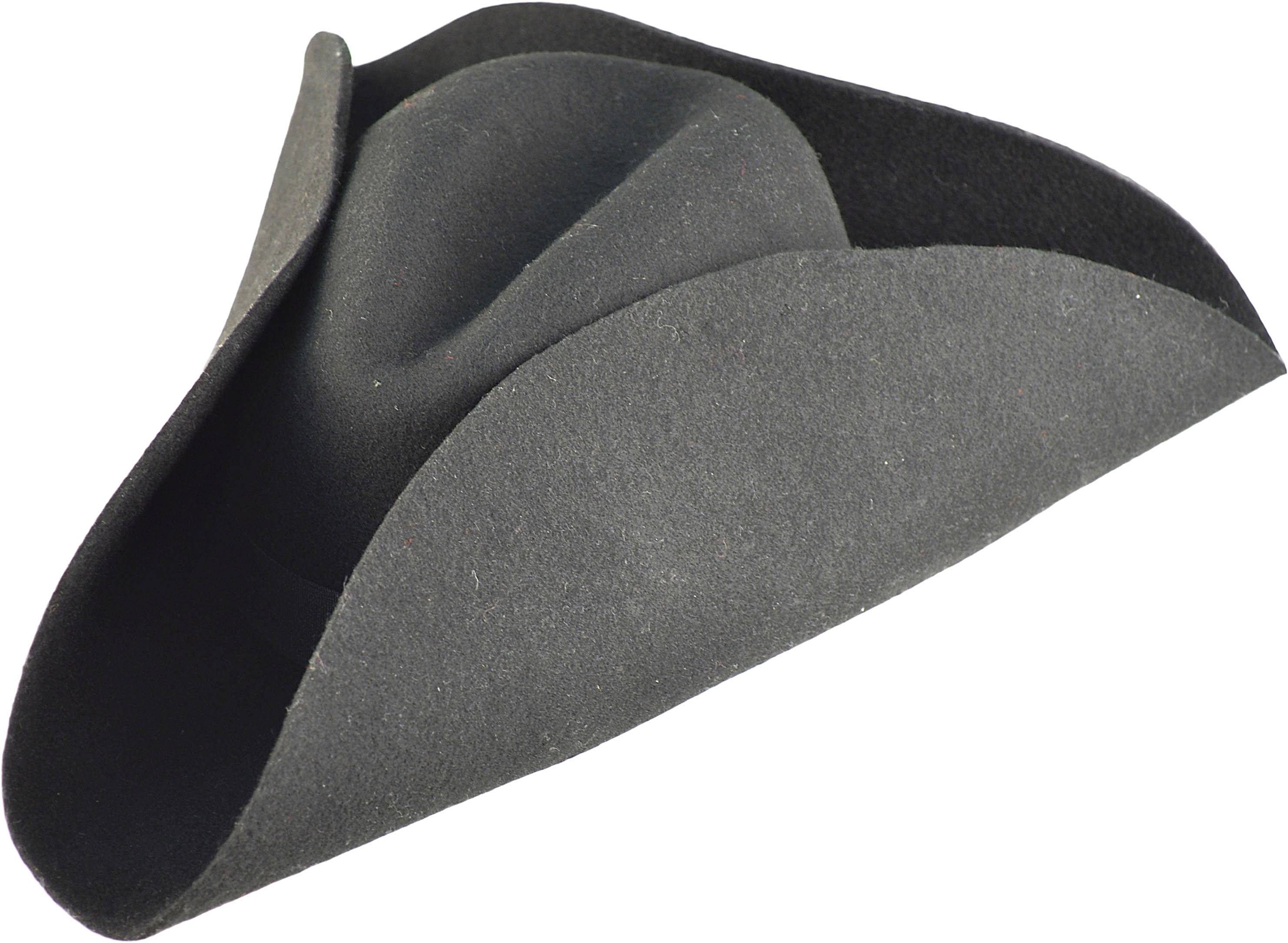 Black Army Military Tricorn Wool Felt 